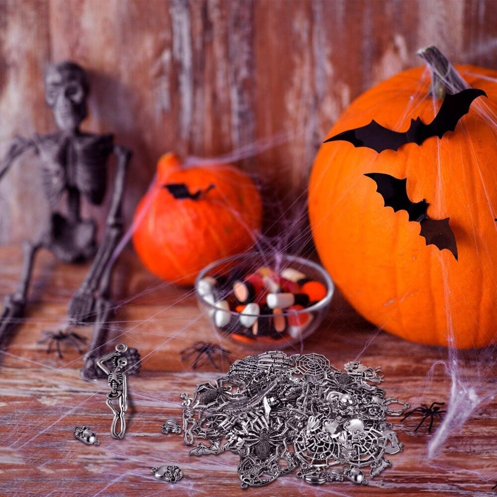 80 Pieces Antique Silver Pendants Charms Pendants Halloween Jewelry Making Acces - Picture 2 of 6
